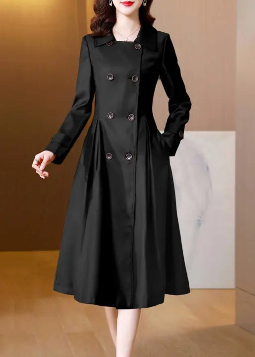 French Brick Red Peter Pan Collar Pockets Patchwork Cotton Trench Fall Ada Fashion