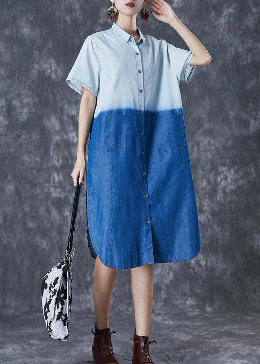French Colorblock Oversized Patchwork Cotton Dress Summer Ada Fashion