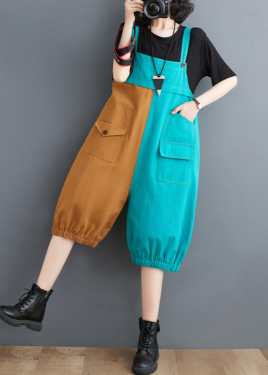 French Colorblock Oversized Patchwork Cotton Jumpsuit Summer LY4966 - fabuloryshop