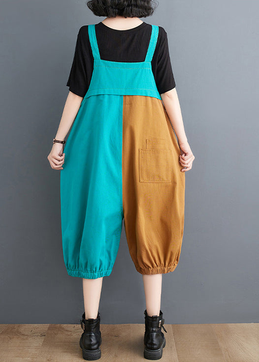 French Colorblock Oversized Patchwork Cotton Jumpsuit Summer LY4966 - fabuloryshop