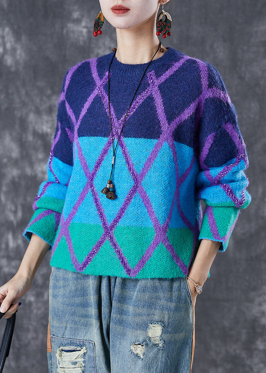 French Colorblock Oversized Thick Knit Sweaters Winter Ada Fashion