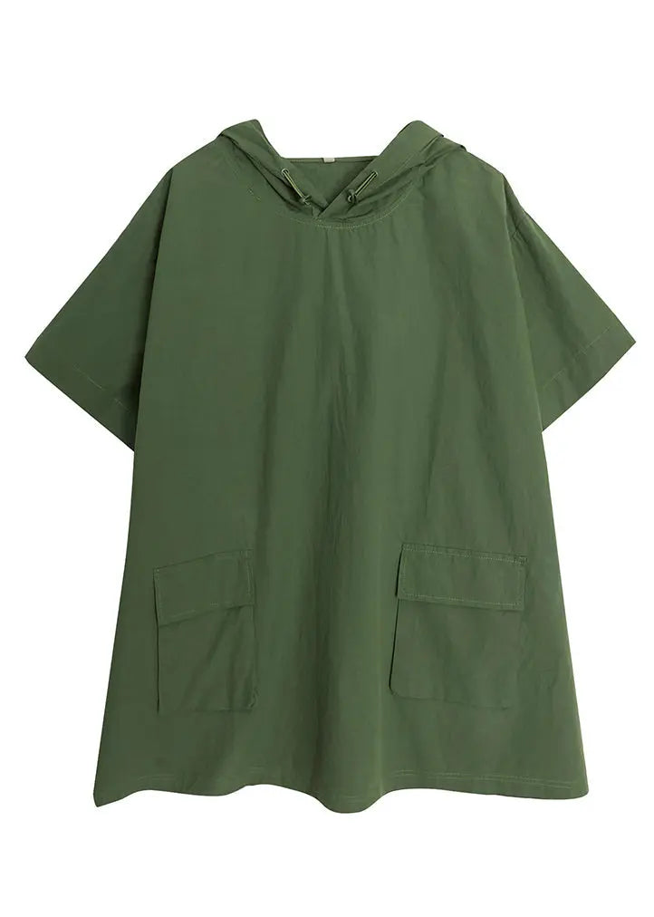 French Green Oversized Pockets Cotton Sweatshirt Streetwear Summer Ada Fashion