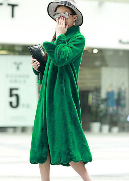 French Green Oversized Thick Fuzzy Fur Fluffy Coats Winter Ada Fashion