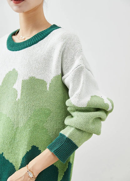 French Green Oversized Thick Knit Sweaters Winter Ada Fashion