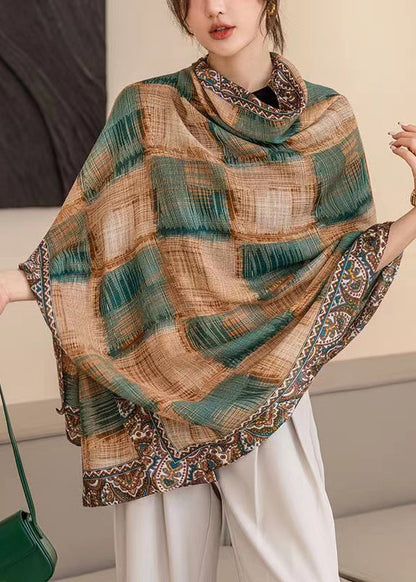 French Green Plaid Soft Comfy Cotton Scarf Ada Fashion