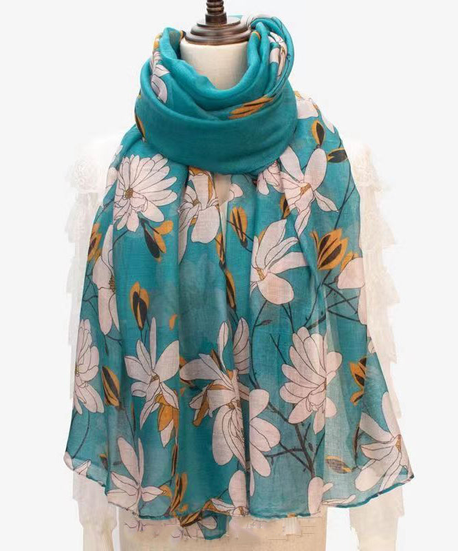 French Green Print Soft Comfortable Cotton Scarf Ada Fashion