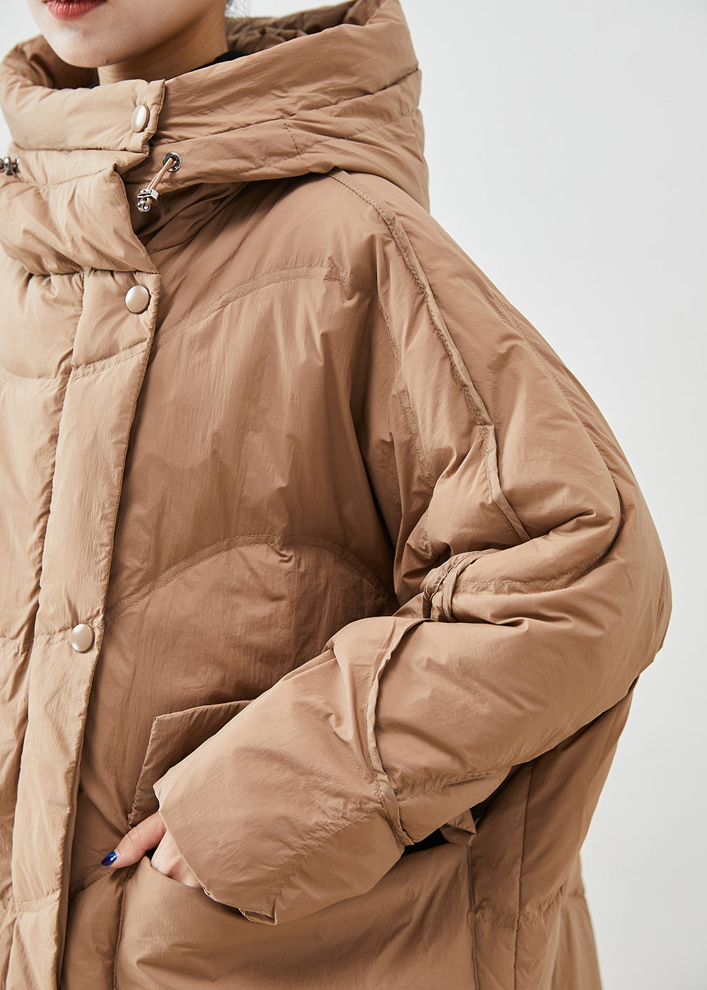 French Khaki Oversized Thick Duck Down Down Coats Winter Ada Fashion