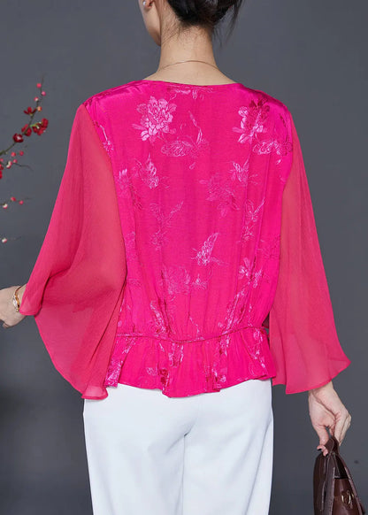 French Rose Embroideried Patchwork Silk Blouses Cloak Sleeves Ada Fashion