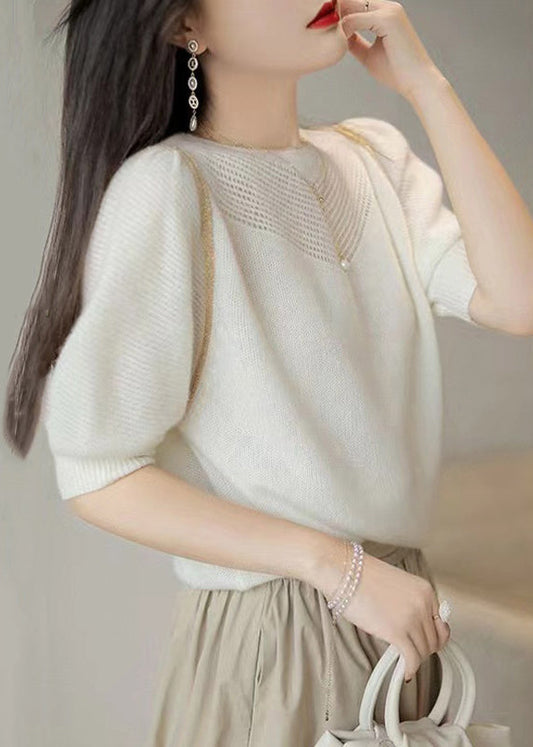 Hollow Out Patchwork Woolen Knit Tops