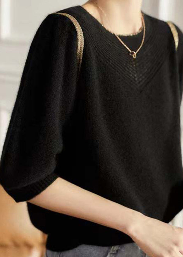 Hollow Out Patchwork Woolen Knit Tops