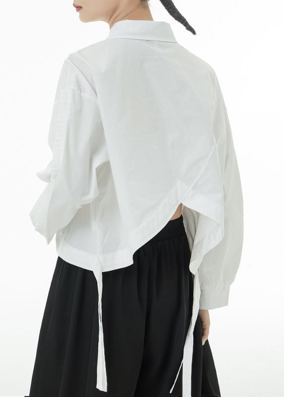 French White Oversized Side Open Cotton Shirt Top Spring TS1053 - fabuloryshop