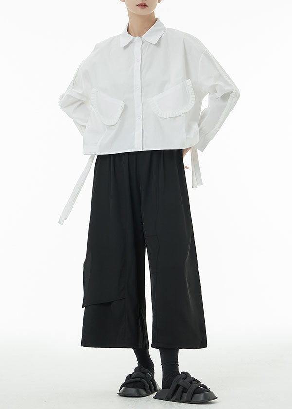 French White Oversized Side Open Cotton Shirt Top Spring LC0101 - fabuloryshop