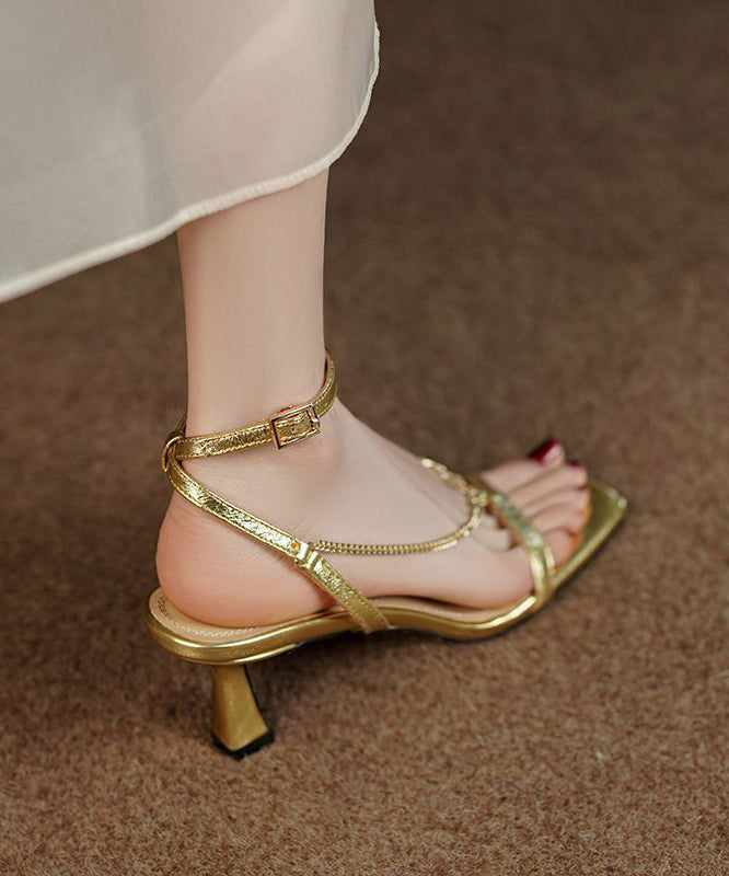 Golden High Heel Sandals Classy Buckle Strap Sandals LY4375 - fabuloryshop