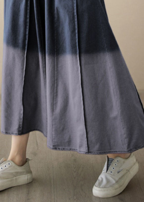 Gradient Black Wrinkled Pockets Patchwork Denim Skirts Summer LY4894 - fabuloryshop