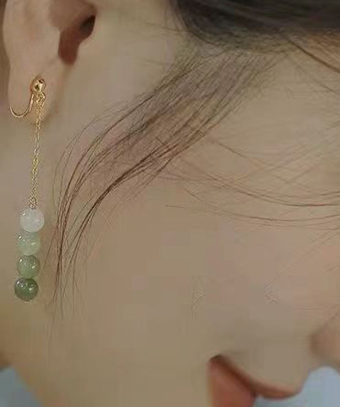 Gradient Color Green Jade Pearl Drop Earrings TW1028