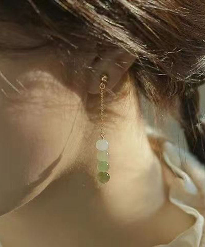 Gradient Color Green Jade Pearl Drop Earrings TW1028 - fabuloryshop