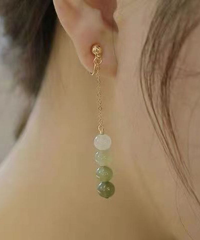Gradient Color Green Jade Pearl Drop Earrings TW1028