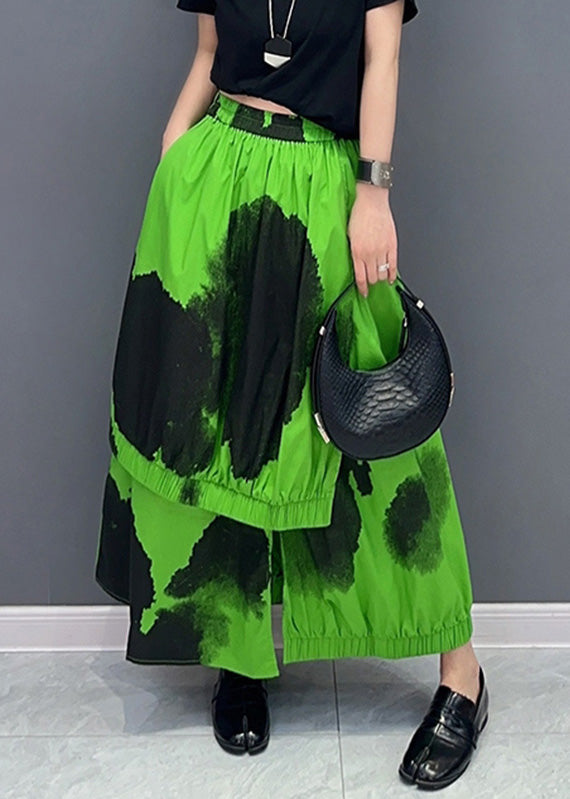 Green Asymmetrical Cozy Pants Skirt LY4336 - fabuloryshop