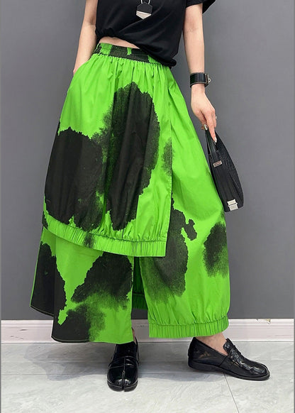 Green Asymmetrical Cozy Pants Skirt LY4336 - fabuloryshop