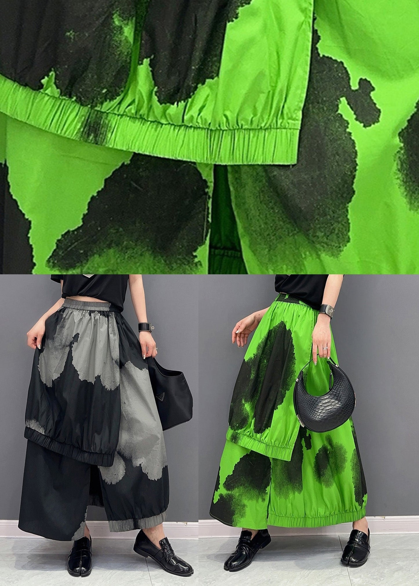 Green Asymmetrical Cozy Pants Skirt LY4336 - fabuloryshop