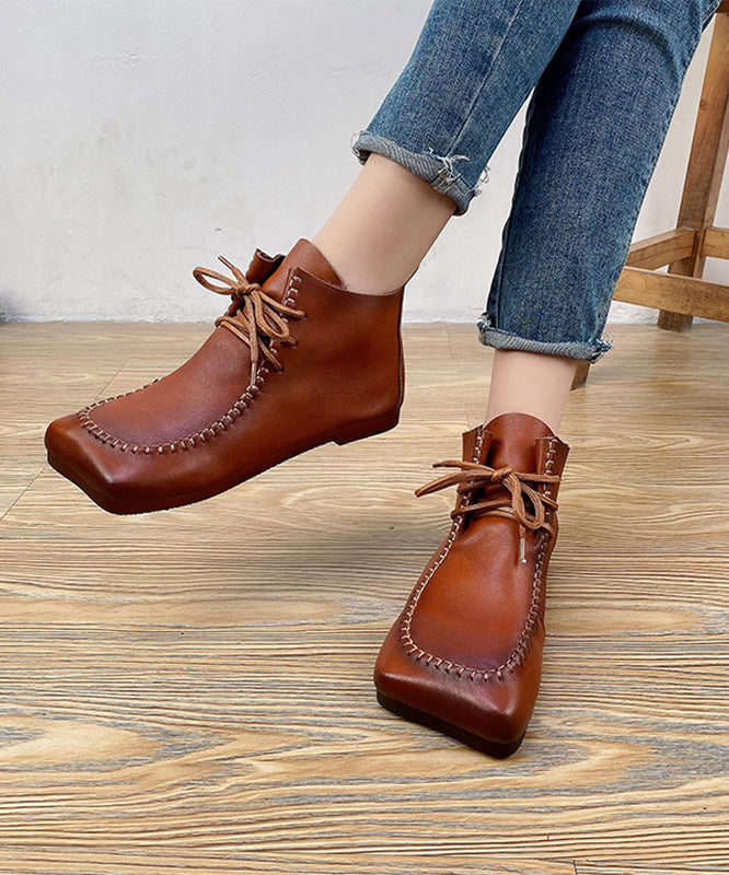 Green Cross Strap Handmade Comfy Splicing Ankle Boots Ada Fashion