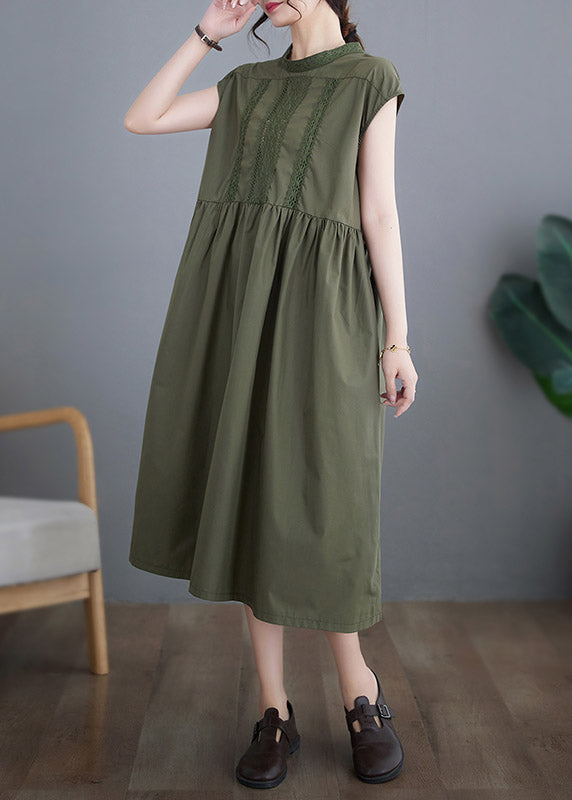 Green Lace Patchwork Cotton Maxi Dresses Summer LY3995 - fabuloryshop