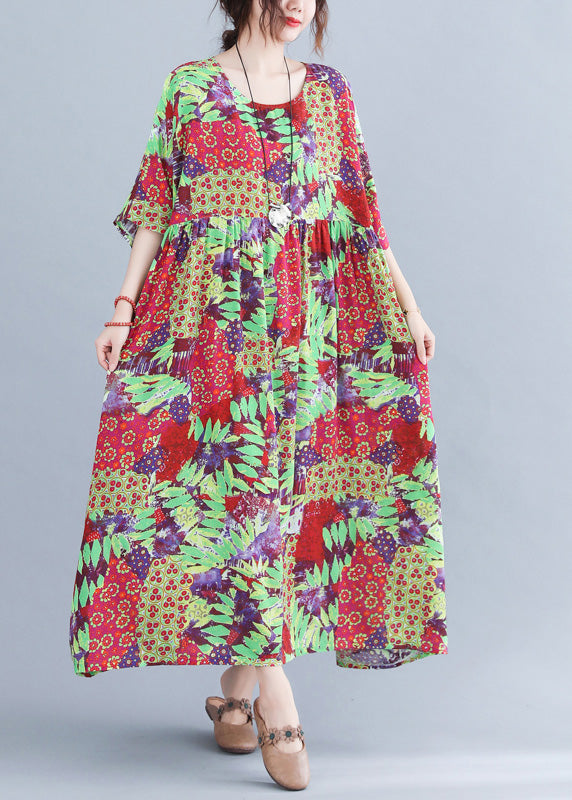 Green Patchwork Wrinkled Party Long Dress Short Sleeve Ada Fashion