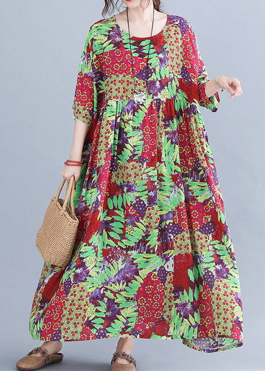 Green Patchwork Wrinkled Party Long Dress Short Sleeve Ada Fashion