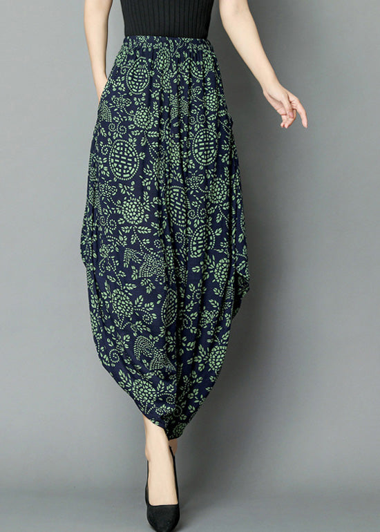 Green Print High Waist Wide Leg Pants TQ1010 - fabuloryshop