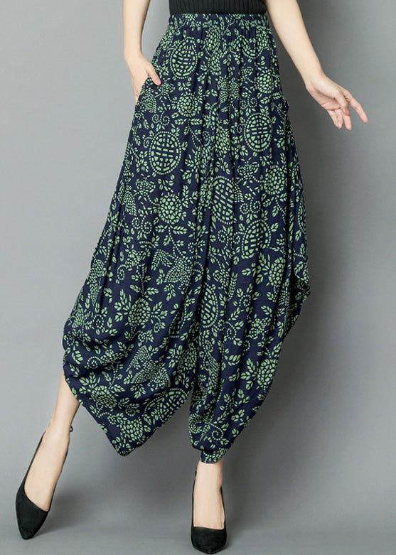 Green Print High Waist Wide Leg Pants TQ1010 - fabuloryshop