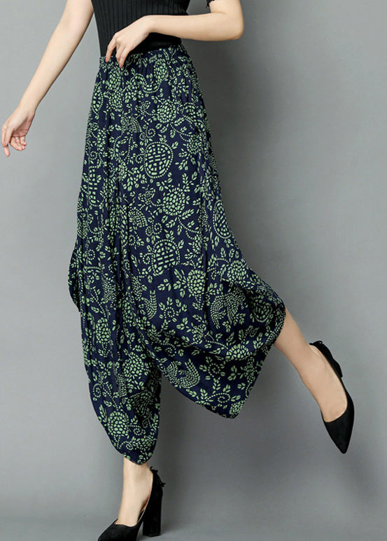 Green Print High Waist Wide Leg Pants TQ1010 - fabuloryshop