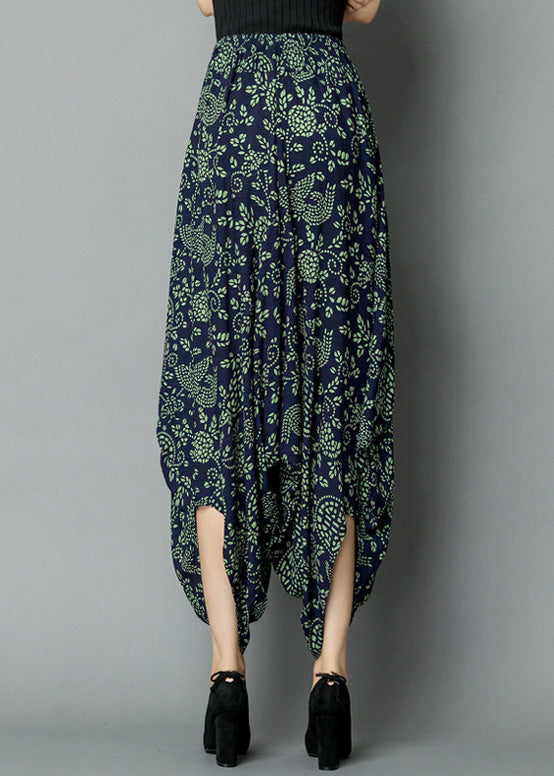 Green Print High Waist Wide Leg Pants TQ1010 - fabuloryshop