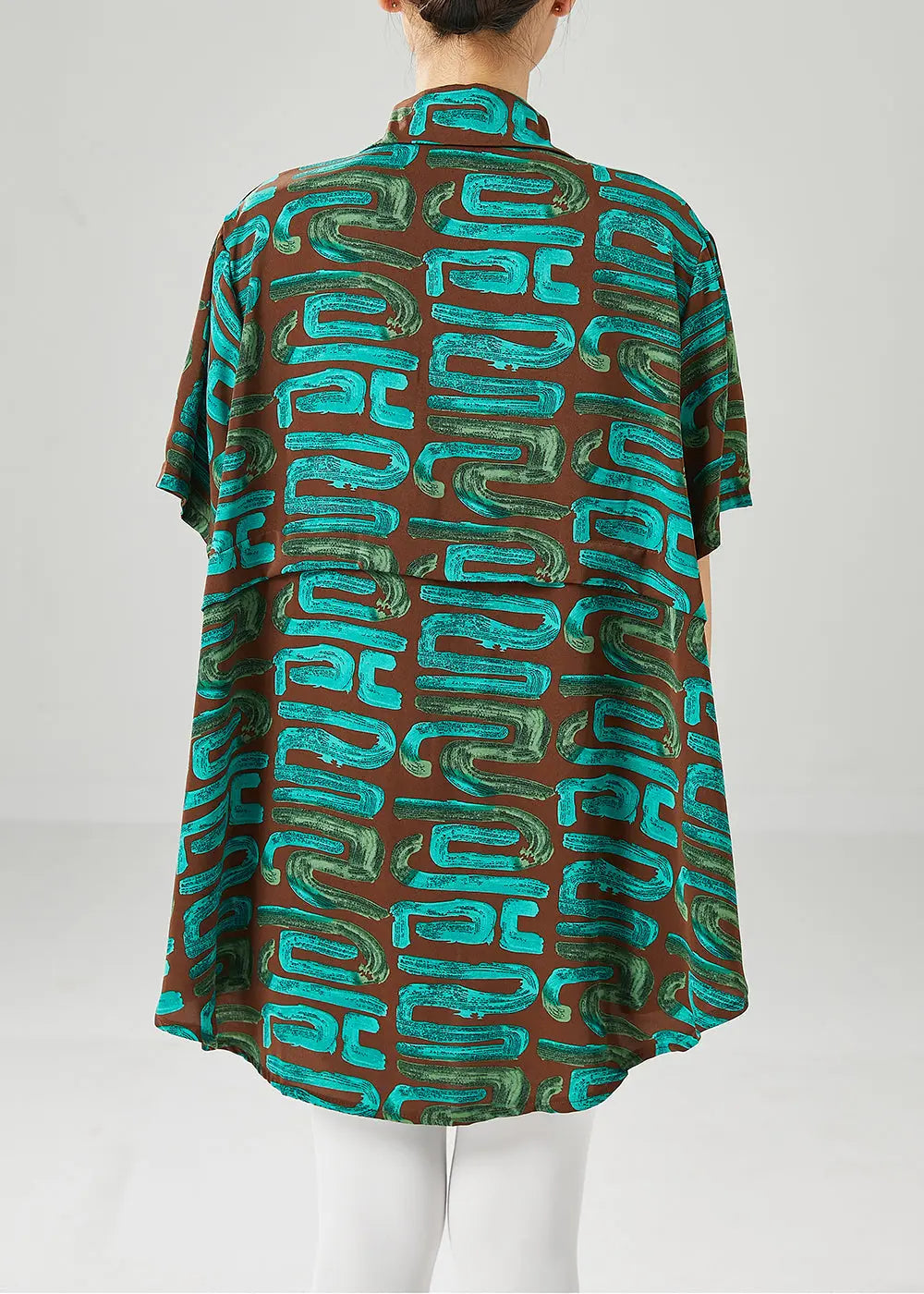 Green Print Spandex Blouses Oversized Summer Ada Fashion