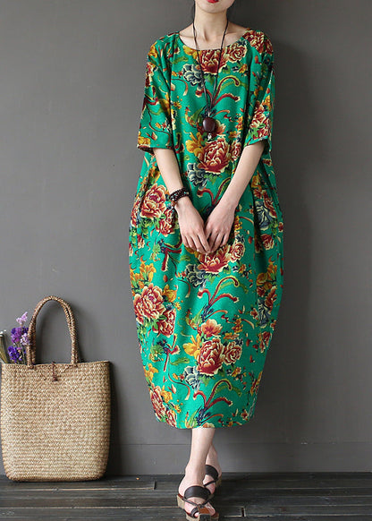 Green Solid Maxi Dress Short Sleeve LY2657 - fabuloryshop