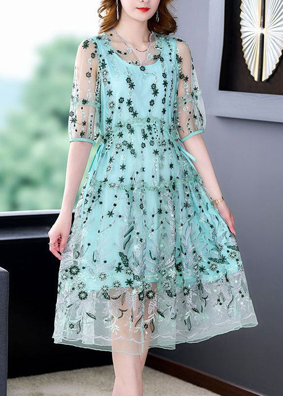 Green Tulle Holiday Dresses Ruffled Exra Large Hem Summer TH1004 - fabuloryshop