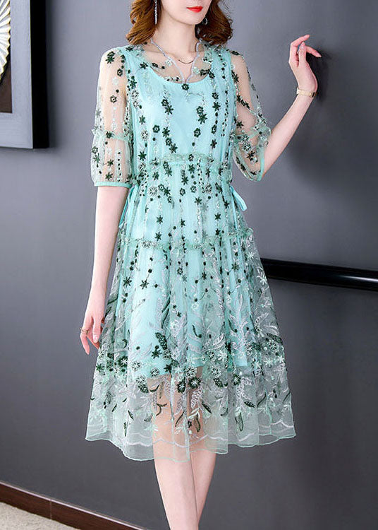 Green Tulle Holiday Dresses Ruffled Exra Large Hem Summer TH1004 - fabuloryshop