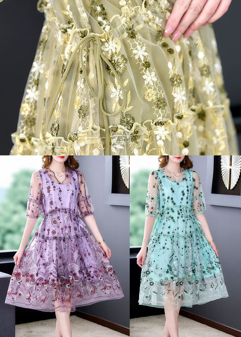 Green Tulle Holiday Dresses Ruffled Exra Large Hem Summer TH1004 - fabuloryshop