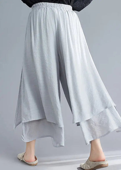 Grey Asymmetrical Linen Pants Skirt Oversized Summer Ada Fashion