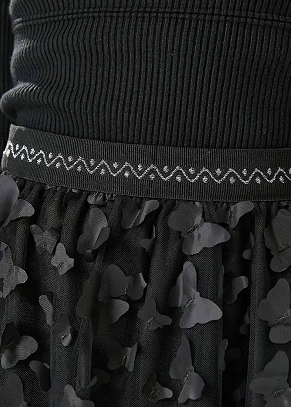 Handmade Black Butterfly Appliqued Tulle Skirts Fall Ada Fashion