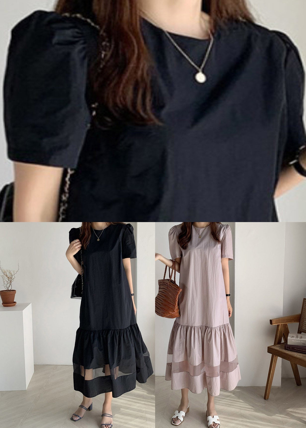 Handmade Black O-Neck Holiday Long Dress Summer LY1991 - fabuloryshop