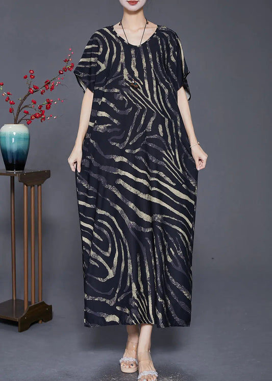 Handmade Black Oversized Striped Vacation Dresses Summer Ada Fashion
