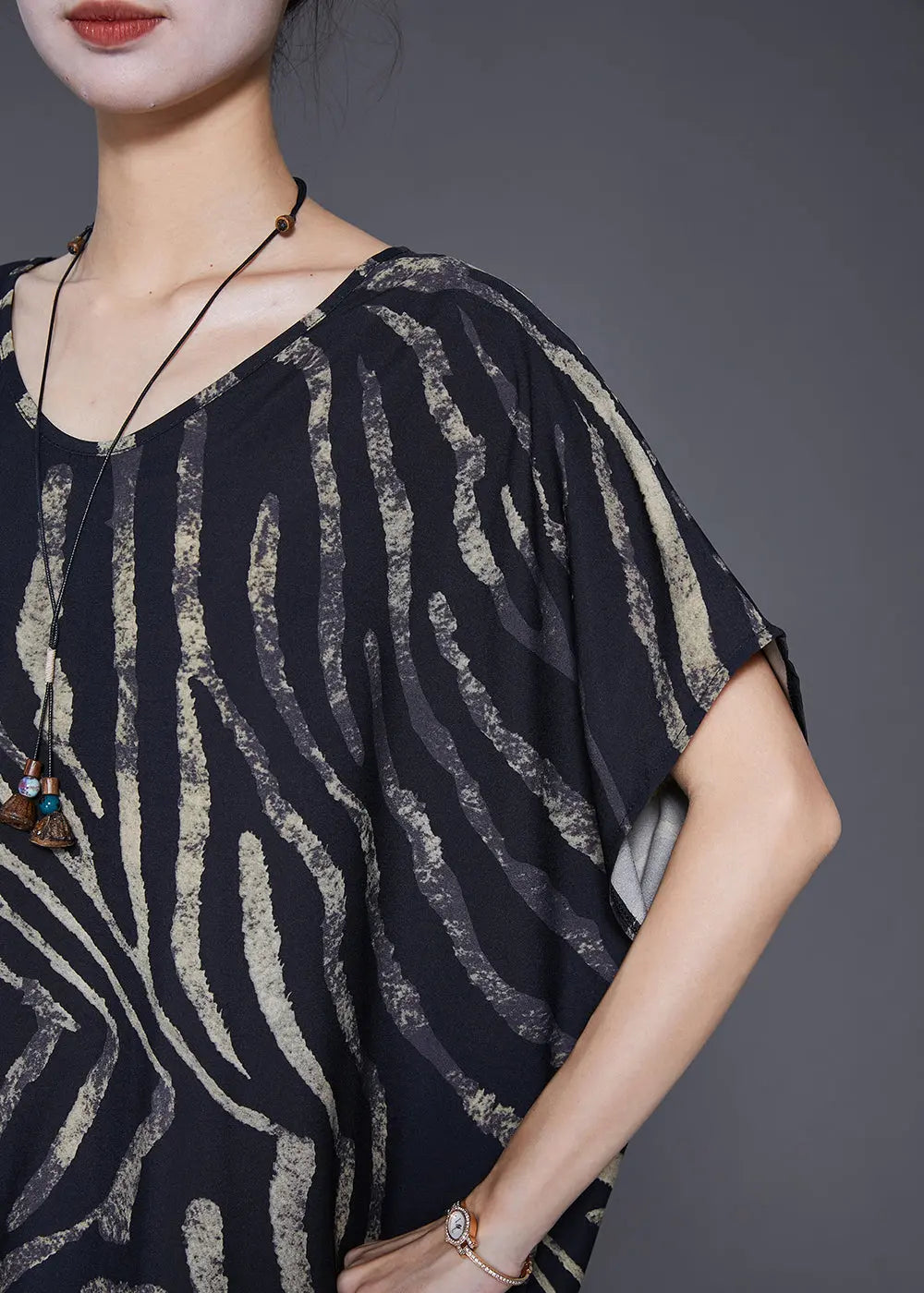 Handmade Black Oversized Striped Vacation Dresses Summer Ada Fashion