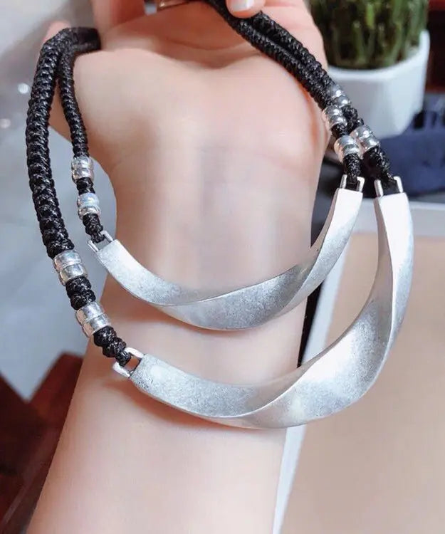 Handmade Black Sterling Silver Cable Necklace Ada Fashion