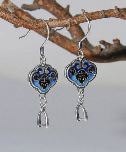 Handmade Blue Sterling Silver Cloisonne Drop Earrings LY2026 - fabuloryshop