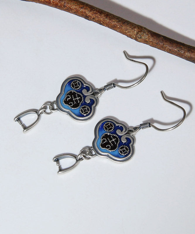 Handmade Blue Sterling Silver Cloisonne Drop Earrings LY2026 - fabuloryshop