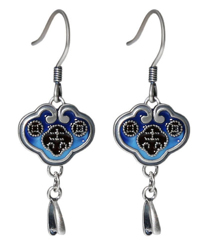 Handmade Blue Sterling Silver Cloisonne Drop Earrings LY2026 - fabuloryshop