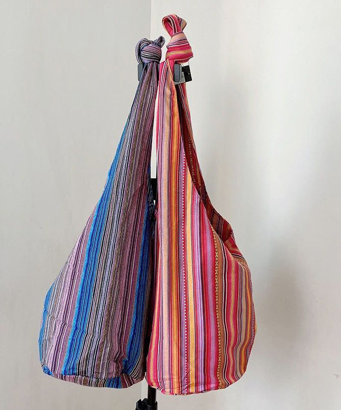 Handmade Blue Striped High-capacity Cotton And Linen Messenger Bag LY1792 - fabuloryshop