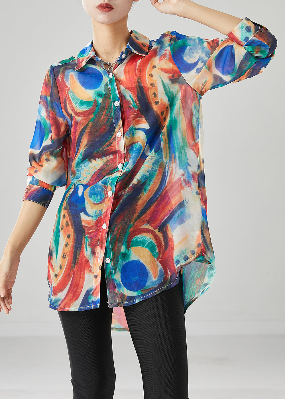 Handmade Blue Tie Dye Cotton Shirts Fall Ada Fashion