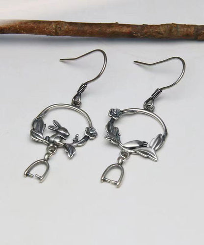 Handmade Boho Little Rabbit Carrot Silver Drop Earrings Ada Fashion