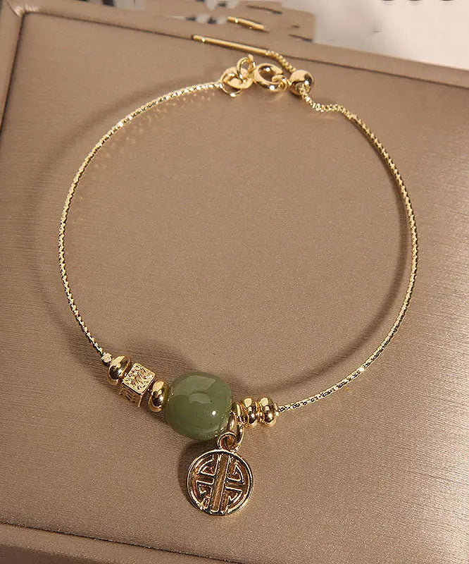 Handmade Gold Overgild Jade Fu Character Charm Bracelet Ada Fashion